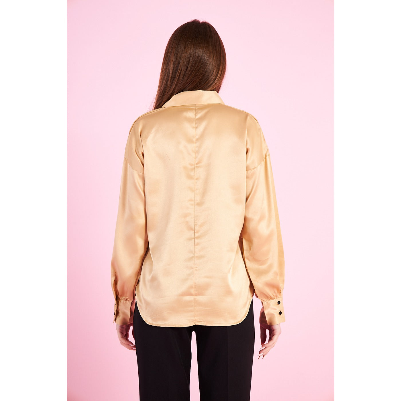 Gold Knotted Collar Satin Top | Montivo Pakistan
