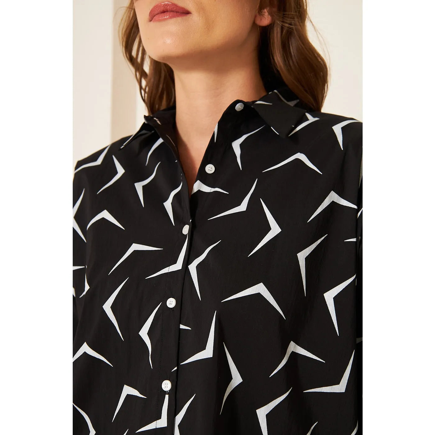 Black Geometric Print Oversized Shirt | Montivo Pakistan