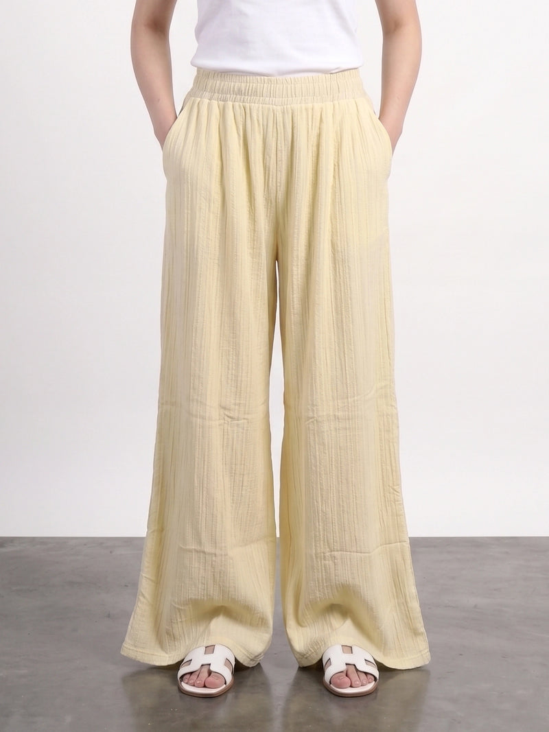Lemon Crushed Wide Leg Trousers