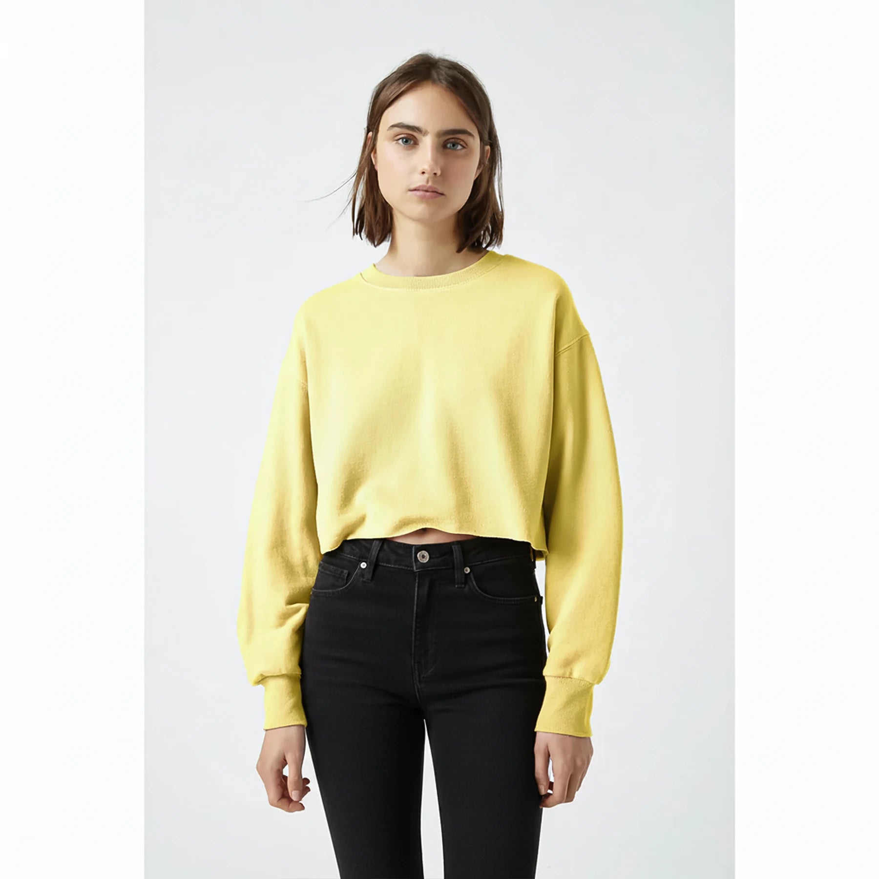 PB Washed effect Yellow Cropped Sweatshirt | Montivo Pakistan