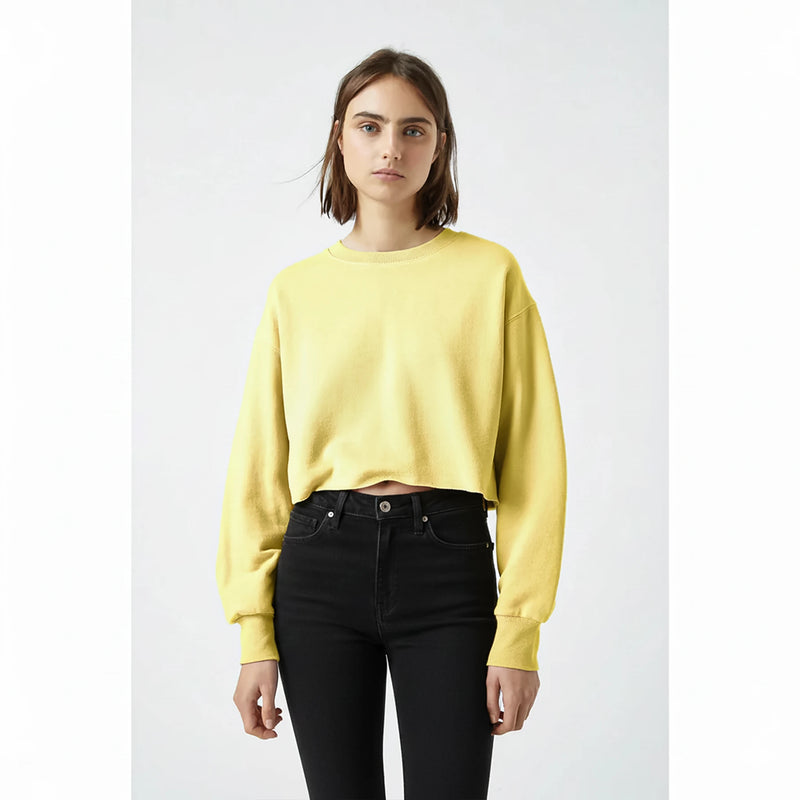 PB Washed effect Yellow Cropped Sweatshirt | Montivo Pakistan