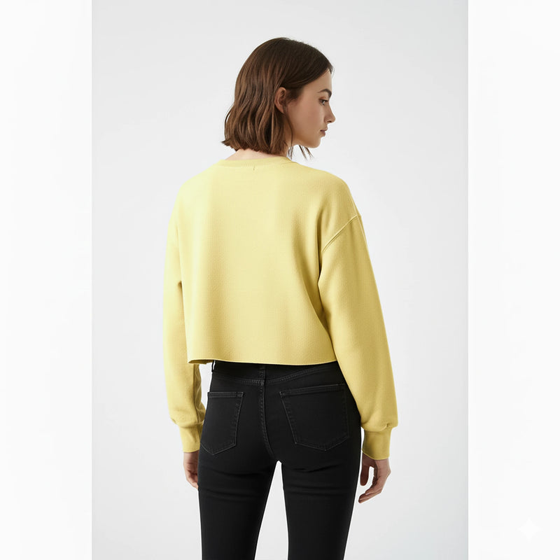 PB Washed effect Yellow Cropped Sweatshirt | Montivo Pakistan