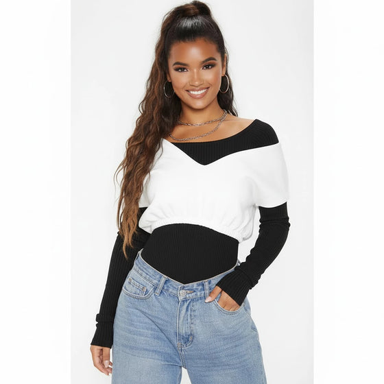PTL White Crop Off Shoulder Sweatshirt