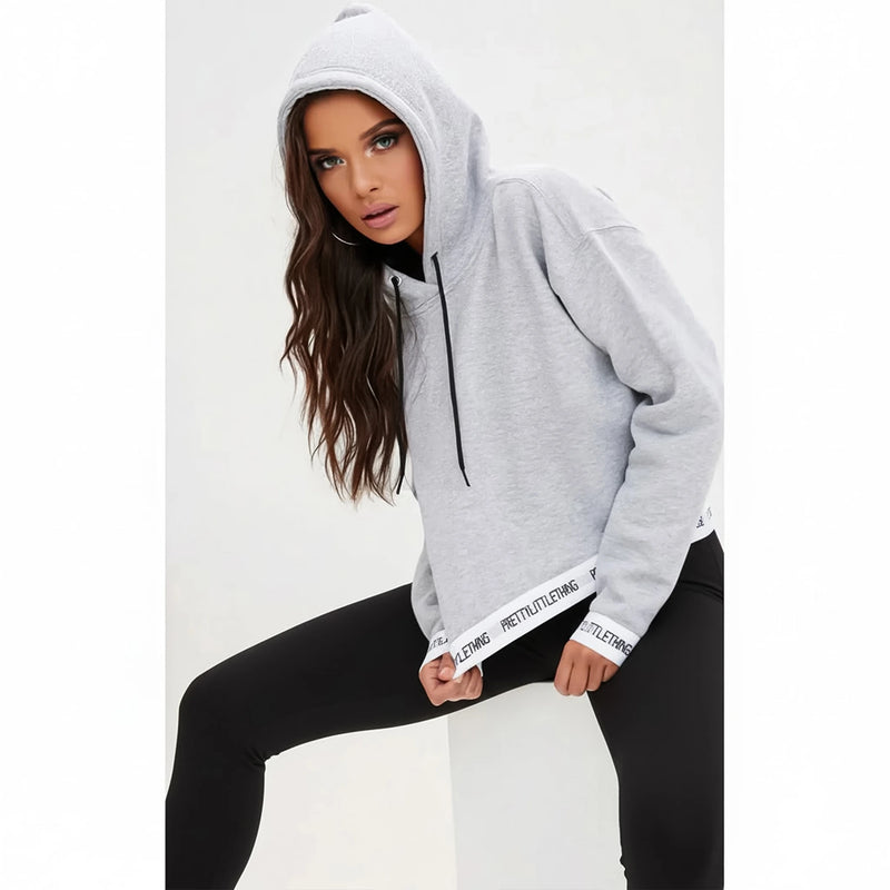 PTL Grey Trim Cropped Hoodie | Montivo Pakistan
