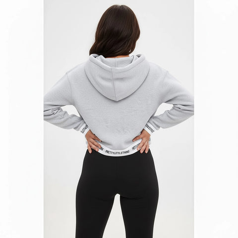 PTL Grey Trim Cropped Hoodie | Montivo Pakistan