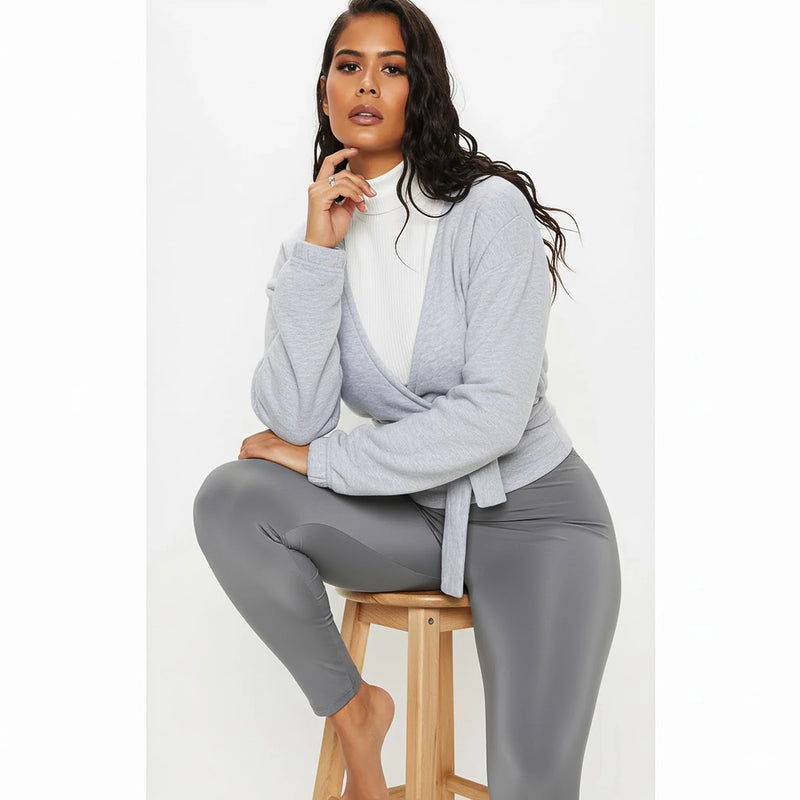 PTL Grey plunge Wrap Sweatshirt | Montivo Pakistan
