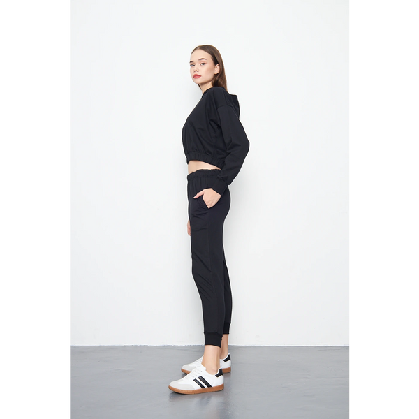 Black Cropped Co-Ord Set | Montivo Pakistan