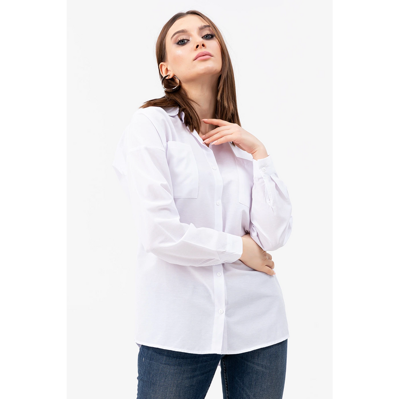 White Oversized Pocket Shirt | Montivo Pakistan