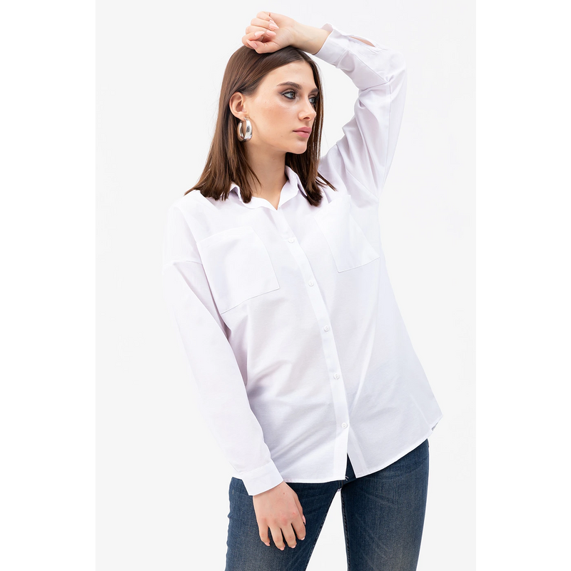 White Oversized Pocket Shirt | Montivo Pakistan