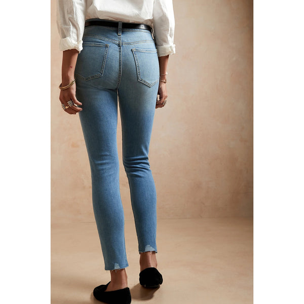 Blue Mid Rise Skinny Ripped Jeans | Montivo Pakistan