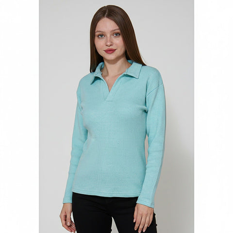 Aqua Polo Ribbed Sweatshirt | Montivo Pakistan