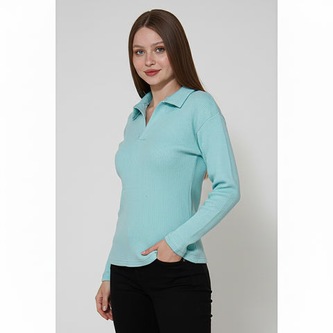 Aqua Polo Ribbed Sweatshirt | Montivo Pakistan