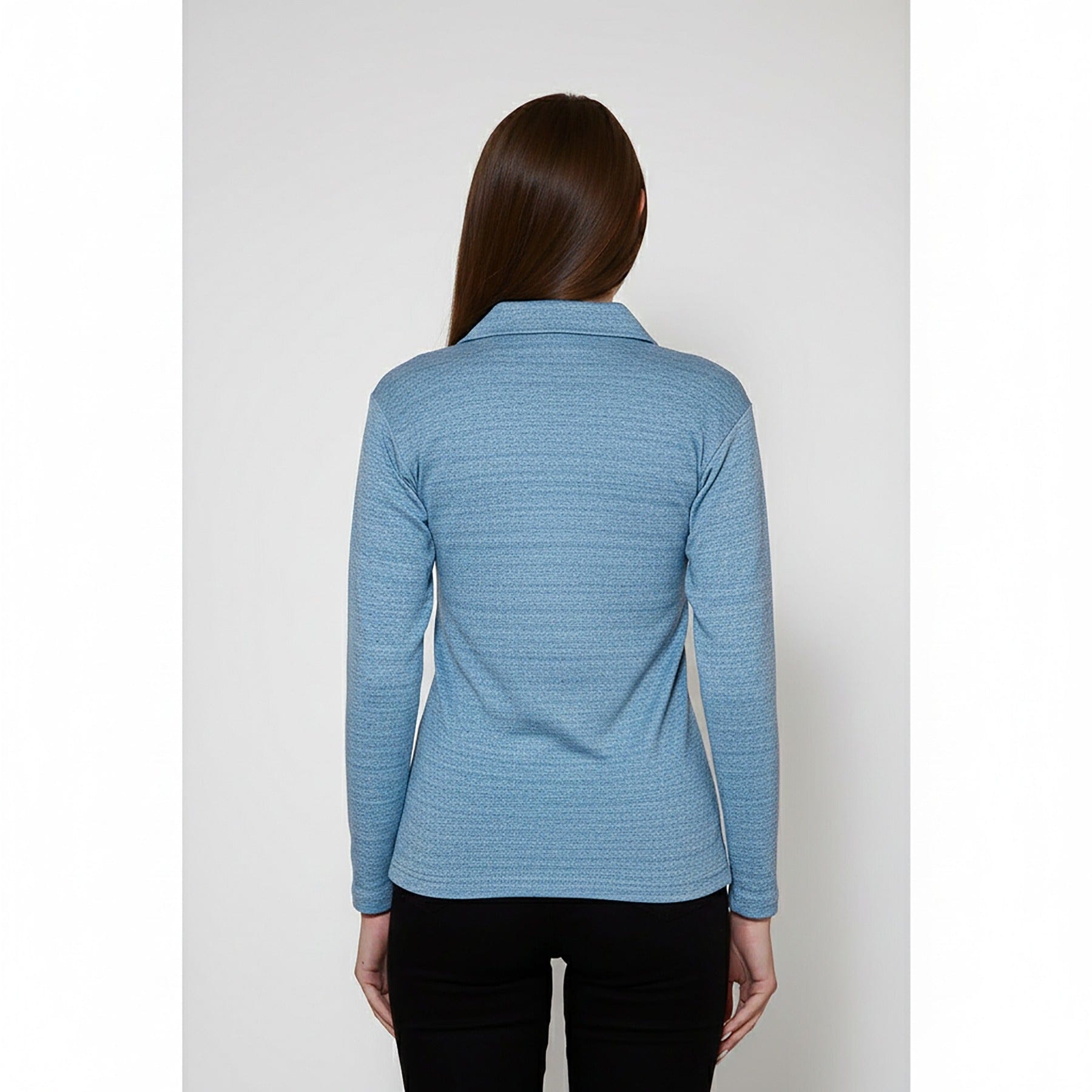 Light Blue Melange Polo Sweatshirt | Montivo Pakistan