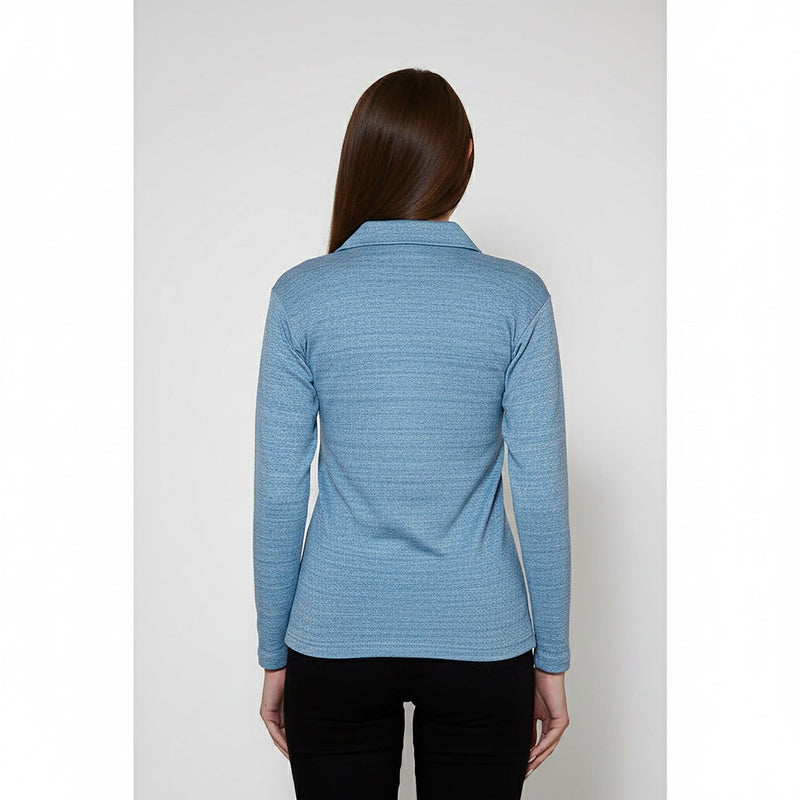 Light Blue Melange Polo Sweatshirt | Montivo Pakistan