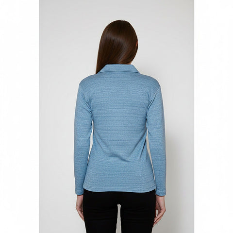 Light Blue Melange Polo Sweatshirt | Montivo Pakistan