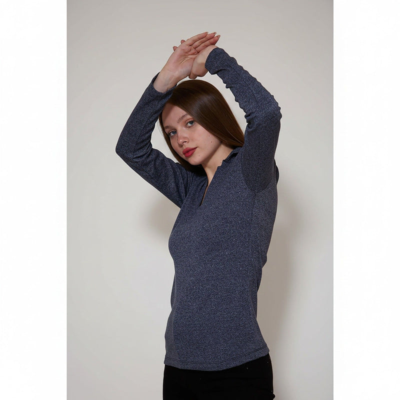 Blue Melange Polo Sweatshirt | Montivo Pakistan