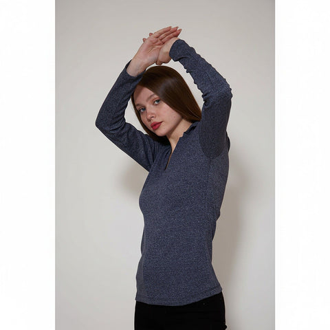 Blue Melange Polo Sweatshirt | Montivo Pakistan