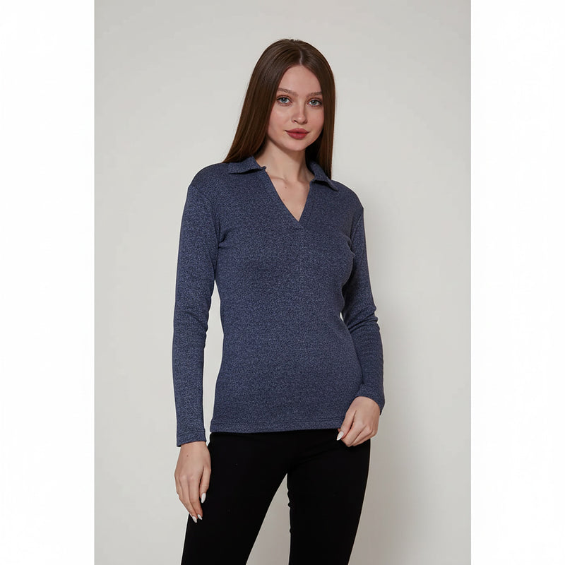 Blue Melange Polo Sweatshirt | Montivo Pakistan