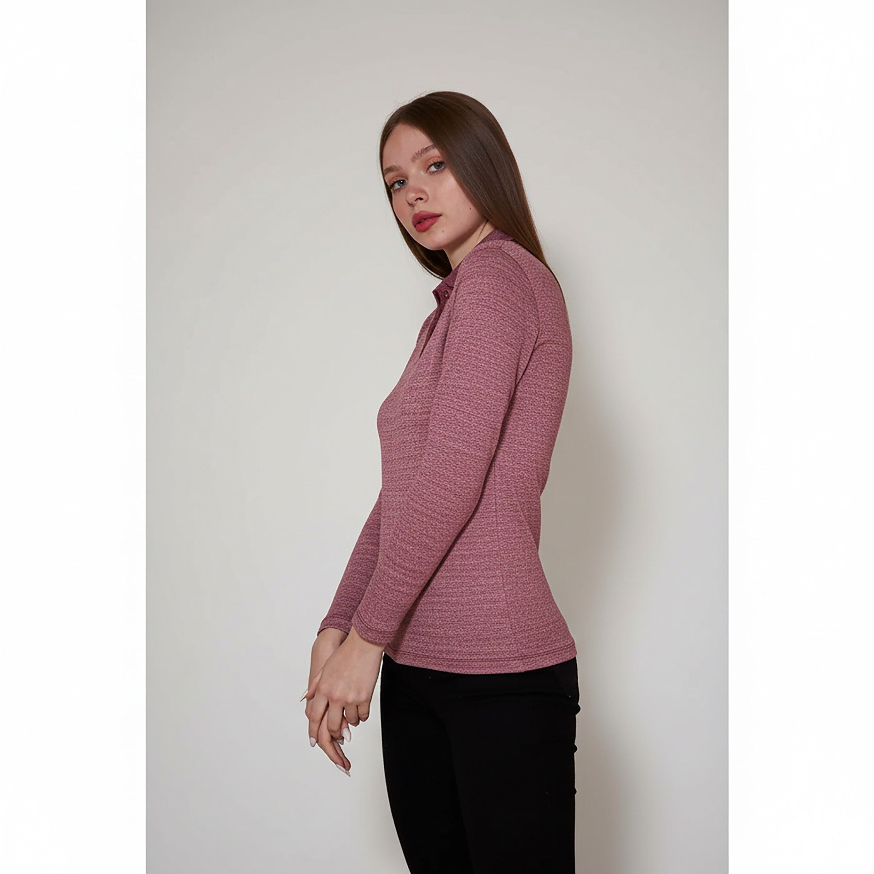 Rose Melange Polo Sweatshirt | Montivo Pakistan