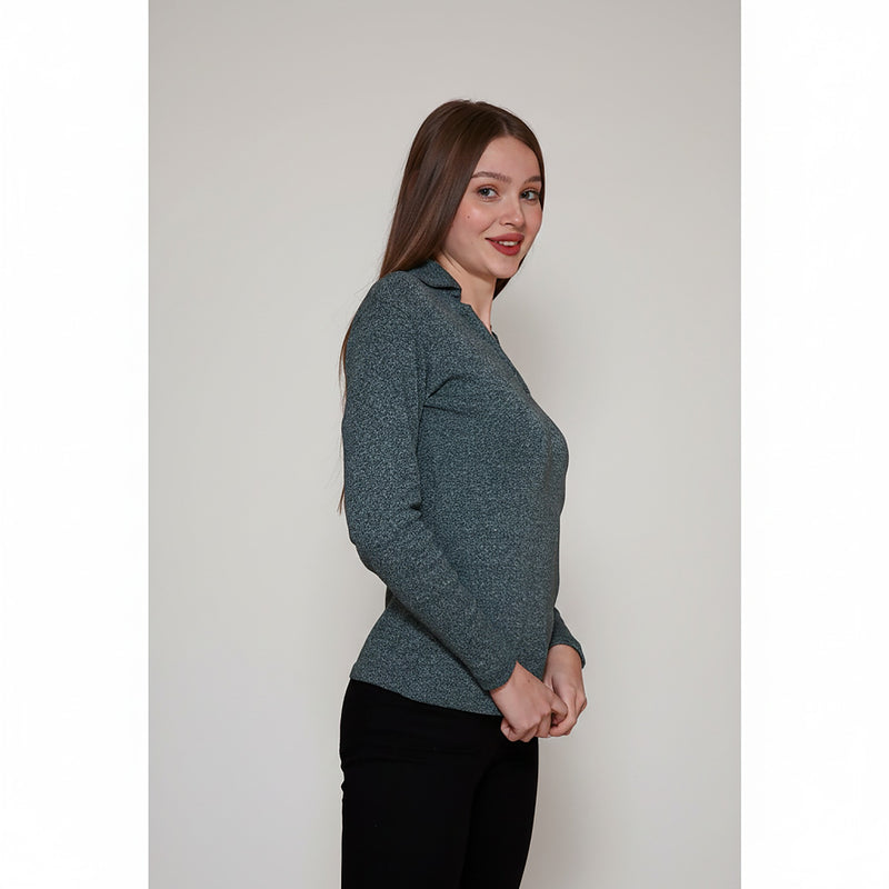 Green Melange Polo Sweatshirt | Montivo Pakistan