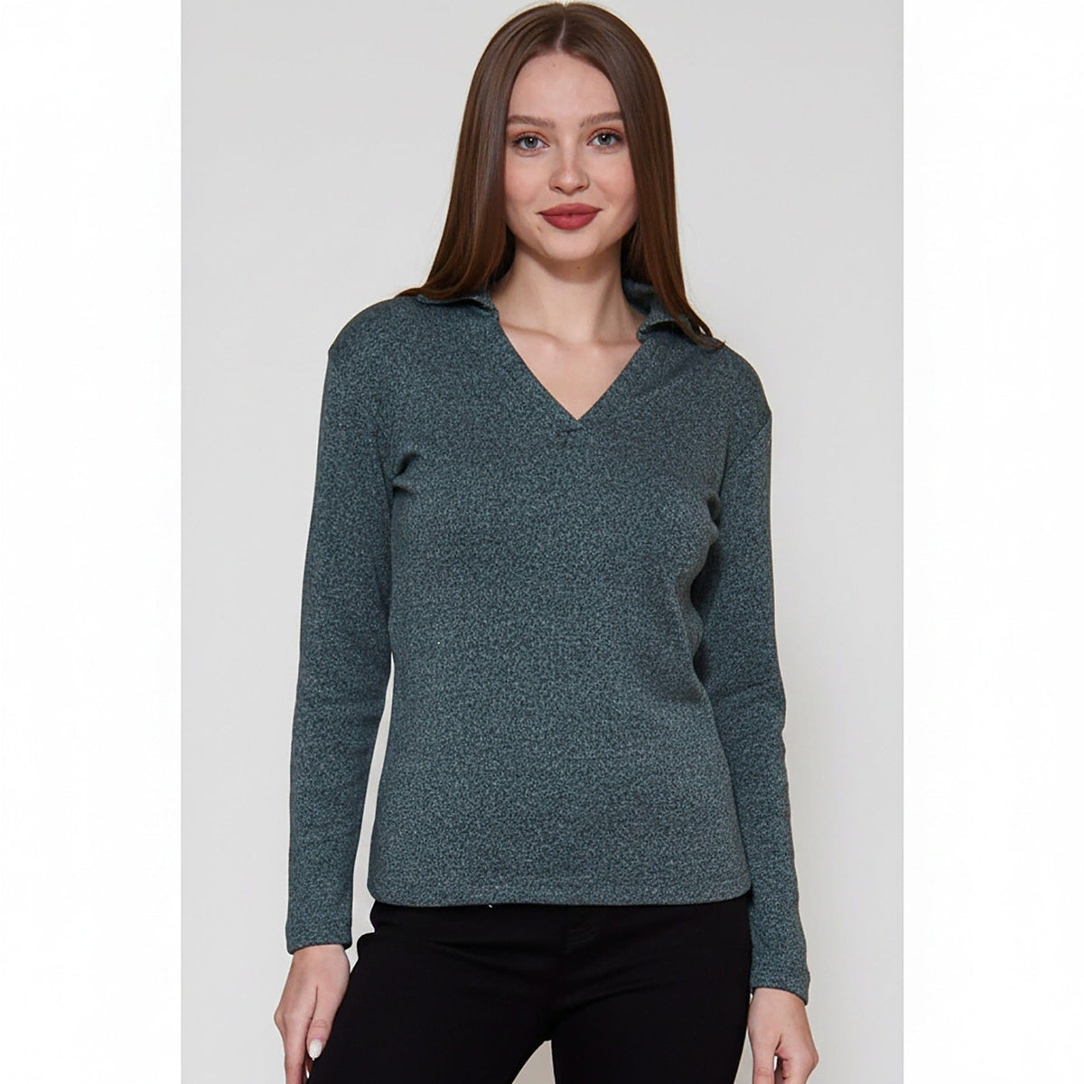 Green Melange Polo Sweatshirt | Montivo Pakistan