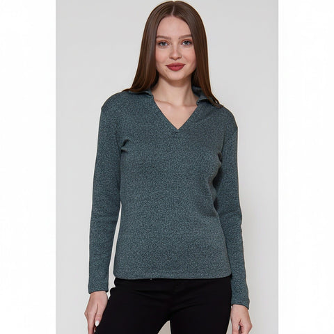 Green Melange Polo Sweatshirt | Montivo Pakistan