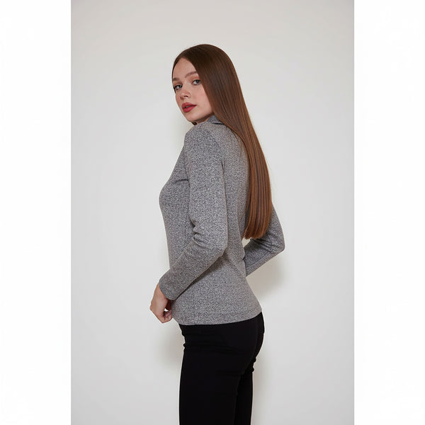 Grey Melange Polo Sweatshirt | Montivo Pakistan
