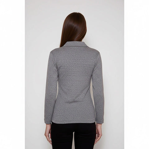 Grey Melange Polo Sweatshirt | Montivo Pakistan
