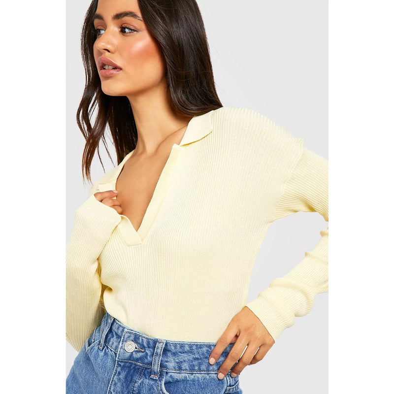 Lemon Ribbed Polo Sweatshirt | Montivo Pakistan