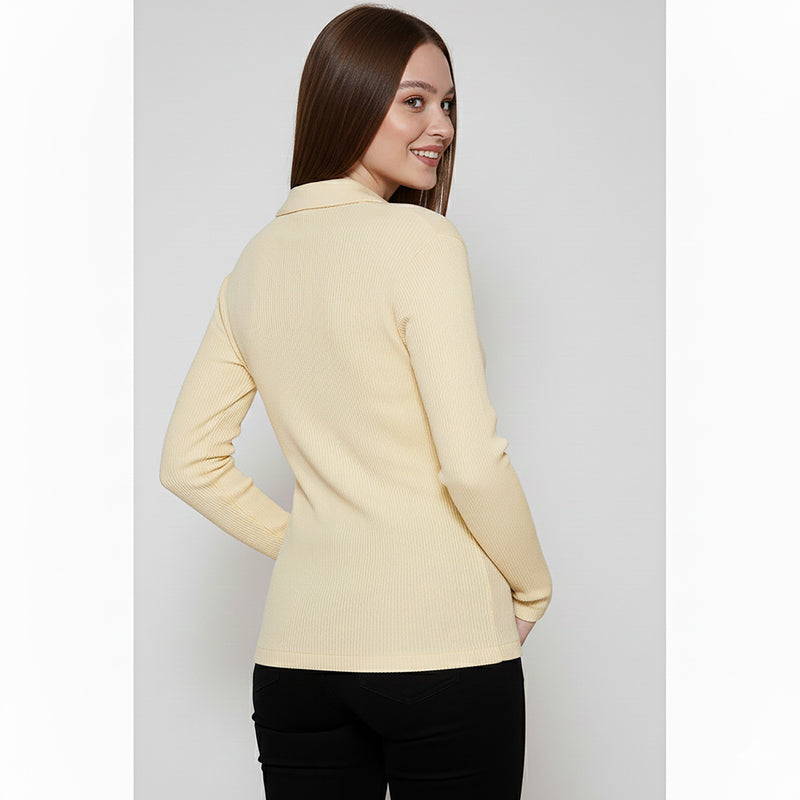 Lemon Ribbed Polo Sweatshirt | Montivo Pakistan