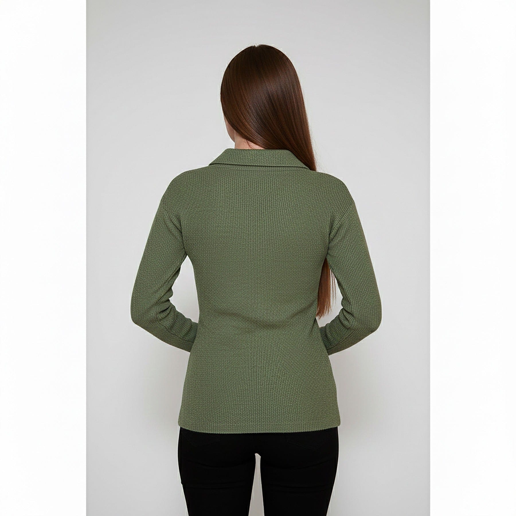 Light Green Melange Polo Sweatshirt | Montivo Pakistan