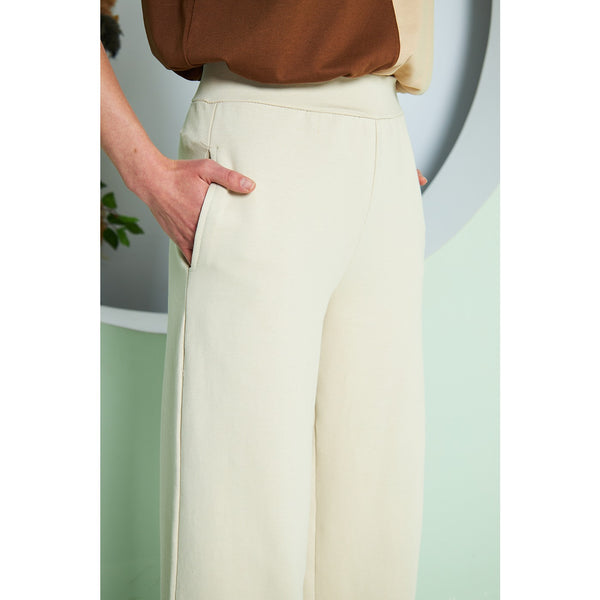 Beige Wide Leg Long Trousers | Montivo Pakistan