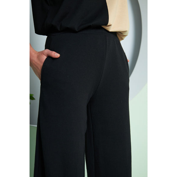 Black Wide Leg Long Trousers | Montivo Pakistan