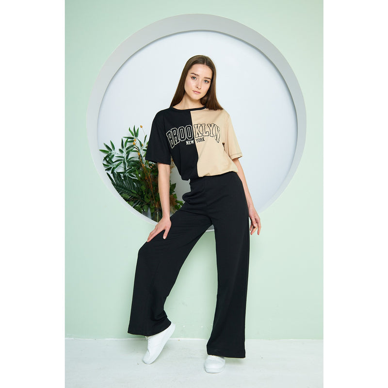 Black Wide Leg Long Trousers | Montivo Pakistan