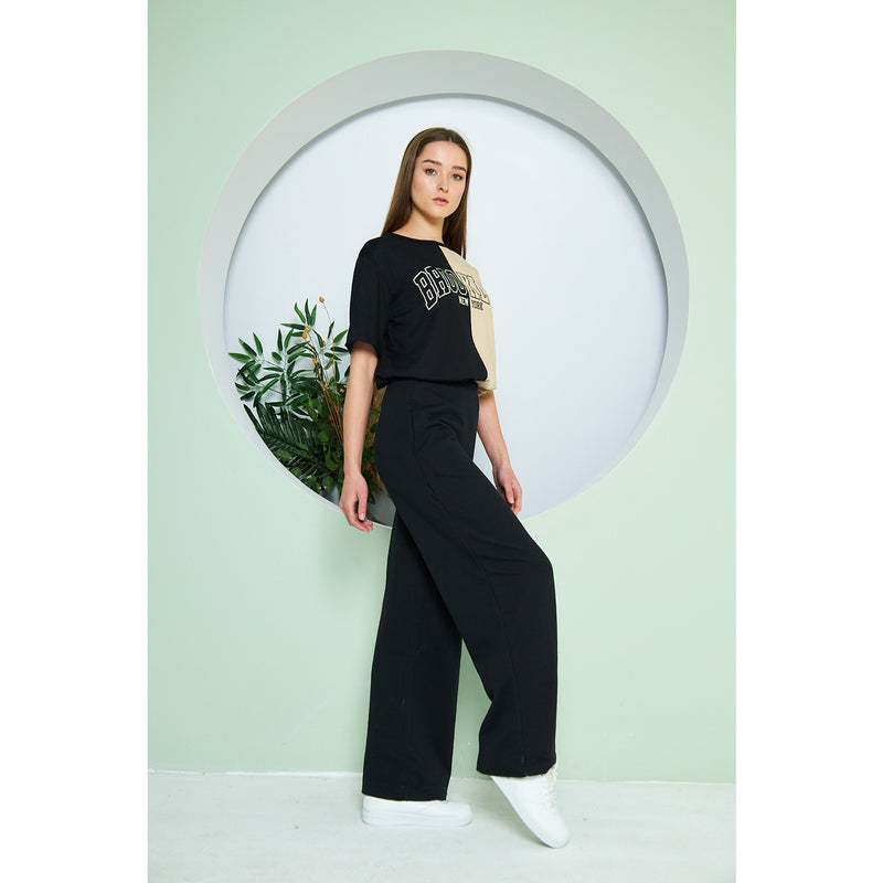 Black Wide Leg Long Trousers | Montivo Pakistan