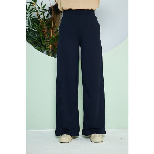 Navy Wide Leg Long Trousers | Montivo Pakistan