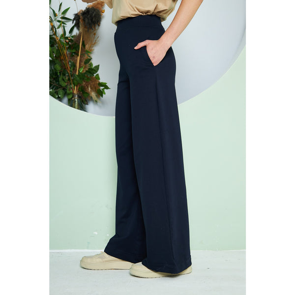 Navy Wide Leg Long Trousers | Montivo Pakistan
