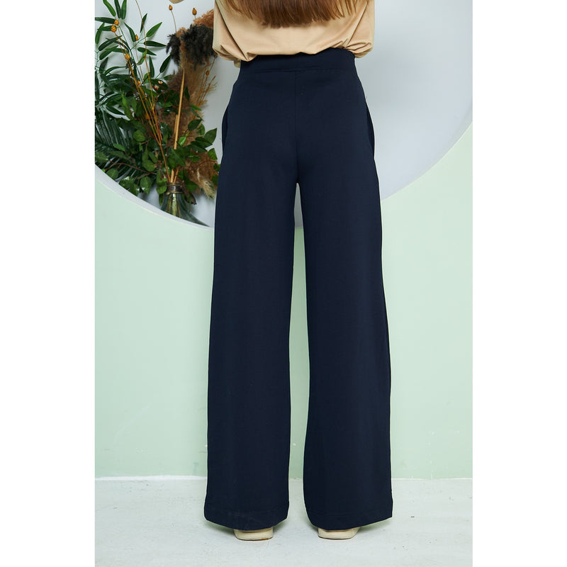 Navy Wide Leg Long Trousers | Montivo Pakistan