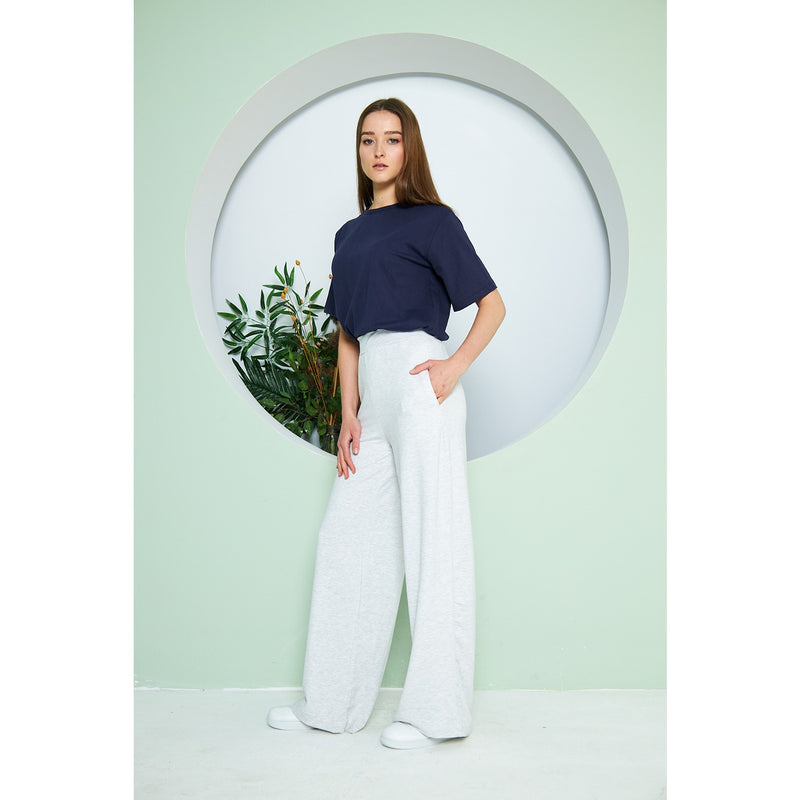 Grey Wide Leg Long Trousers | Montivo Pakistan
