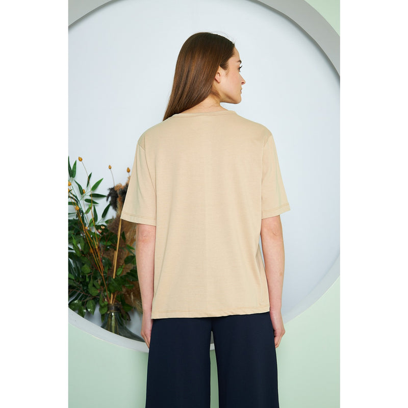 Beige Box Fit Oversized Tee | Montivo Pakistan