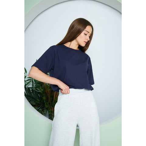 Navy Box Fit Oversized Tee | Montivo Pakistan