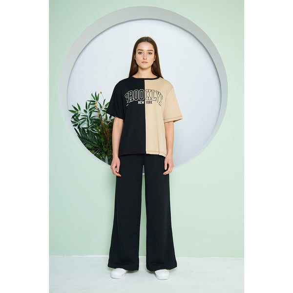 Brooklyn Two Tone Black Tee | Montivo Pakistan