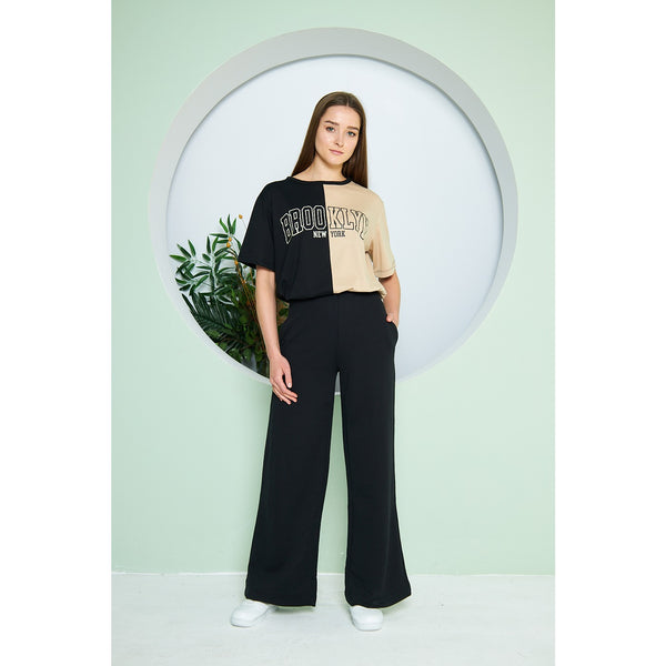 Brooklyn Two Tone Black Tee | Montivo Pakistan