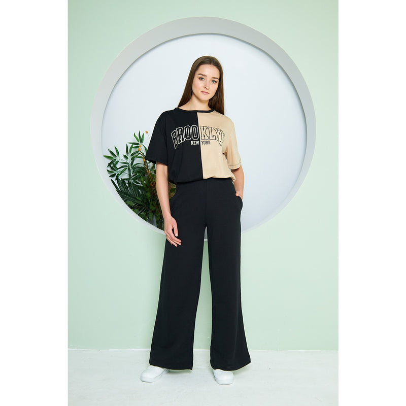 Brooklyn Two Tone Black Tee | Montivo Pakistan