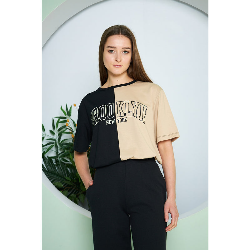 Brooklyn Two Tone Black Tee | Montivo Pakistan