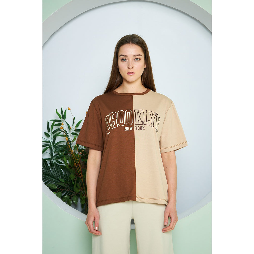 Brooklyn Two Tone Brown Tee | Montivo Pakistan