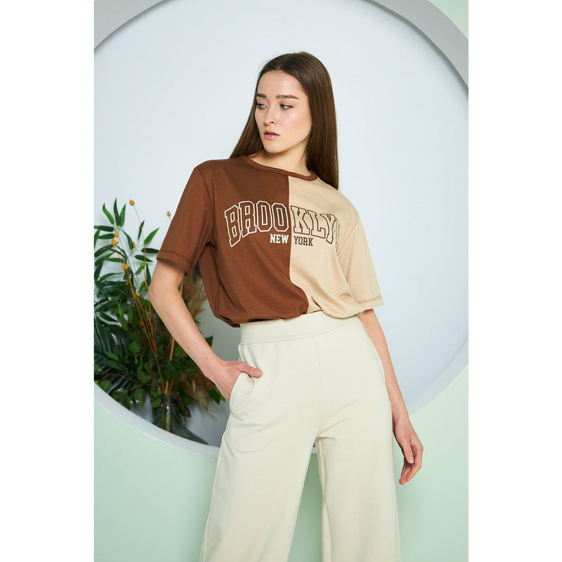 Brooklyn Two Tone Brown Tee | Montivo Pakistan