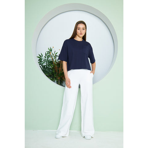 Navy Oversized Cropped Tee | Montivo Pakistan
