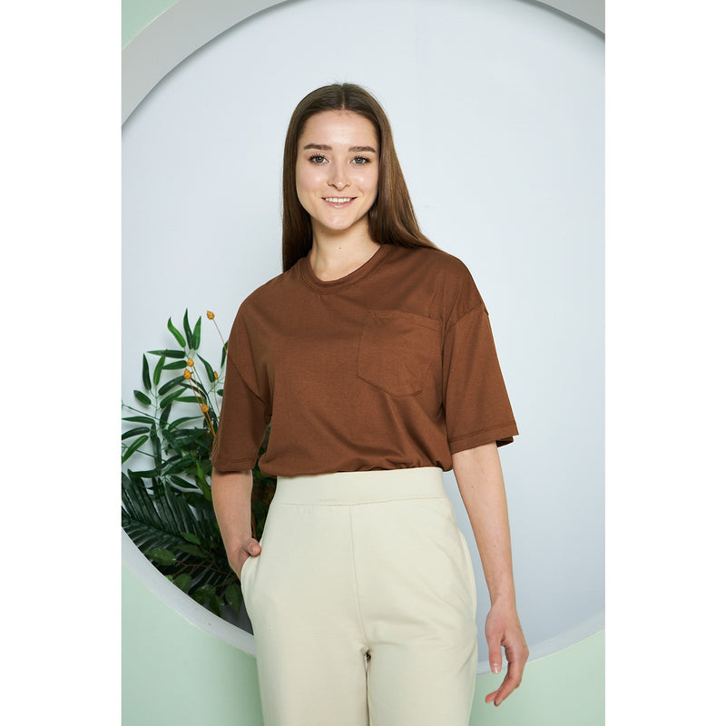 Brown Oversized Cropped Tee | Montivo Pakistan