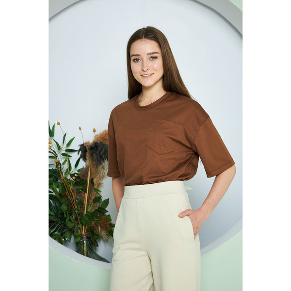 Brown Oversized Cropped Tee | Montivo Pakistan